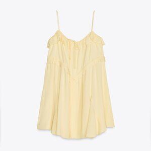 💛 Zara Yellow Short Ruffle Dress NWT